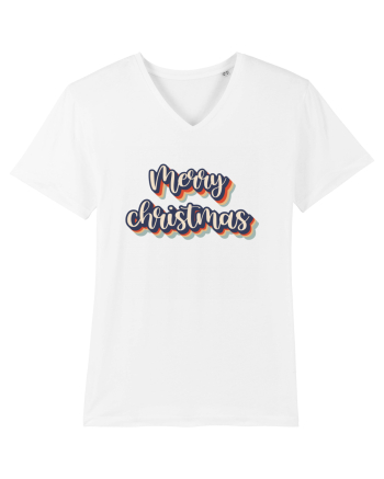 Merry Christmas Retro Style White