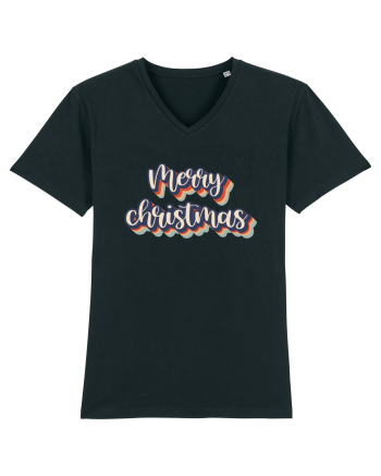Merry Christmas Retro Style Black