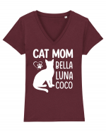 Cat Mom Bella Luna Loco Tricou mânecă scurtă guler V Damă Evoker