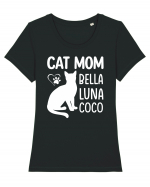 Cat Mom Bella Luna Loco Tricou mânecă scurtă guler larg fitted Damă Expresser