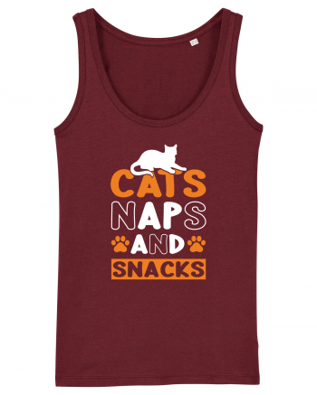 Cats Naps And Snacks Burgundy