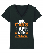 Cats Naps And Snacks Tricou mânecă scurtă guler V Damă Evoker