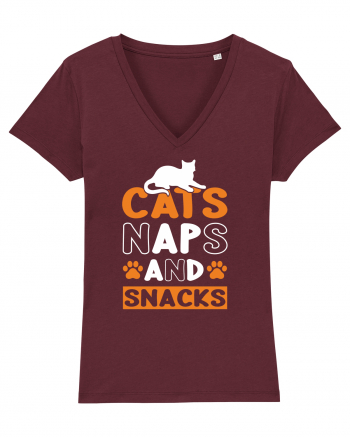 Cats Naps And Snacks Burgundy