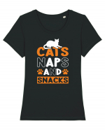 Cats Naps And Snacks Tricou mânecă scurtă guler larg fitted Damă Expresser