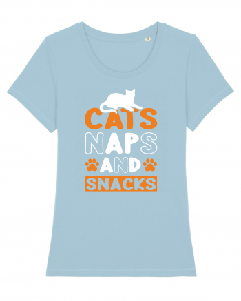 Cats Naps And Snacks Sky Blue