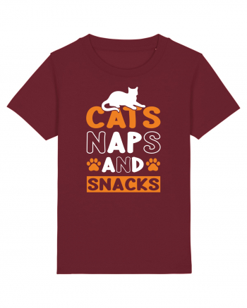 Cats Naps And Snacks Burgundy