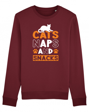 Cats Naps And Snacks Burgundy