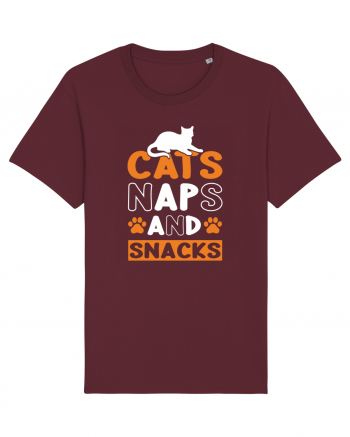 Cats Naps And Snacks Burgundy