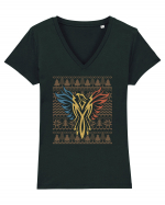 Phoenix tricolor - editie de sarbatori Tricou mânecă scurtă guler V Damă Evoker