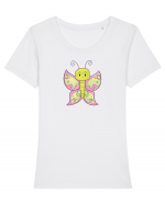 Fluturasi Pentru Copii Cute Butterflies Butterfly Tricou mânecă scurtă guler larg fitted Damă Expresser