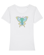 Fluturasi Pentru Copii Cute Butterflies Butterfly Tricou mânecă scurtă guler larg fitted Damă Expresser
