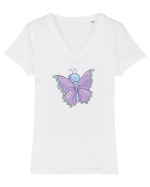 Fluturasi Pentru Copii Cute Butterflies Butterfly Tricou mânecă scurtă guler V Damă Evoker