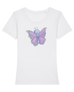 Fluturasi Pentru Copii Cute Butterflies Butterfly Tricou mânecă scurtă guler larg fitted Damă Expresser