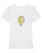 Fluturasi Pentru Copii Cute Butterflies Butterfly Tricou mânecă scurtă guler larg fitted Damă Expresser