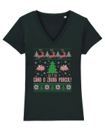 cu motive de Craciun - Cand o zbura porcul Tricou mânecă scurtă guler V Damă Evoker
