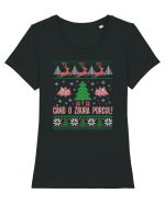 cu motive de Craciun - Cand o zbura porcul Tricou mânecă scurtă guler larg fitted Damă Expresser
