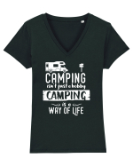 Camping a way of life Tricou mânecă scurtă guler V Damă Evoker