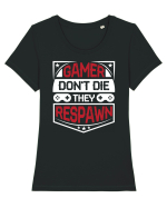 Gamer Don't Die They Respown Tricou mânecă scurtă guler larg fitted Damă Expresser