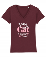 I am a CAT Tricou mânecă scurtă guler V Damă Evoker