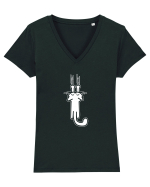 CAT scratch Tricou mânecă scurtă guler V Damă Evoker