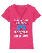 Just A Girl Who Loves Anime And Games Tricou mânecă scurtă guler V Damă Evoker