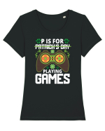 P is for Playing Games Tricou mânecă scurtă guler larg fitted Damă Expresser
