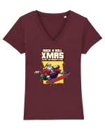 Rock n roll Christmas - Born to skate Tricou mânecă scurtă guler V Damă Evoker