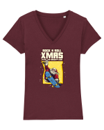 Rock n roll Christmas - Freestyle Santa Tricou mânecă scurtă guler V Damă Evoker