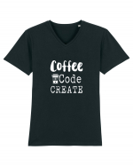 Coffee Code Create Tricou mânecă scurtă guler V Bărbat Presenter