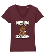 Nebun de Crăciun - Elan canadian Tricou mânecă scurtă guler V Damă Evoker