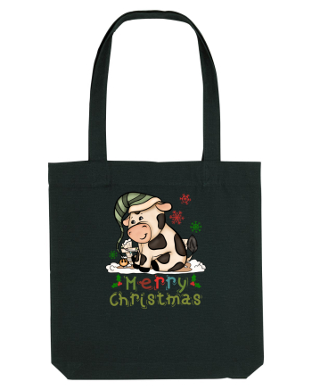 Vacă drăguță Merry Christmas HO HO HO Black