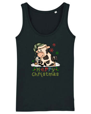 Vacă drăguță Merry Christmas HO HO HO Black
