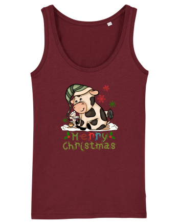 Vacă drăguță Merry Christmas HO HO HO Burgundy
