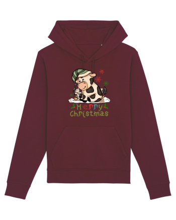 Vacă drăguță Merry Christmas HO HO HO Burgundy