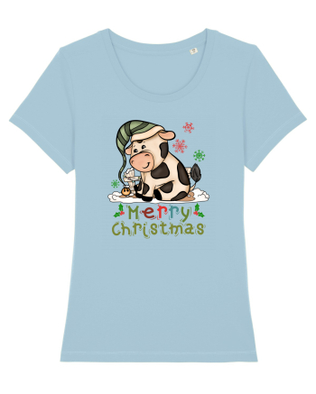 Vacă drăguță Merry Christmas HO HO HO Sky Blue