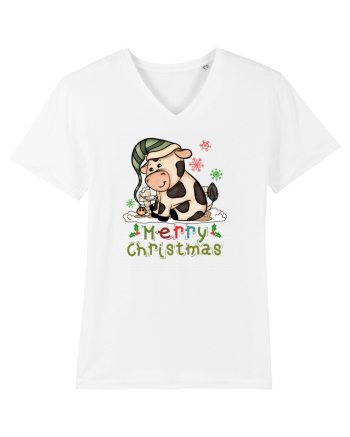 Vacă drăguță Merry Christmas HO HO HO White
