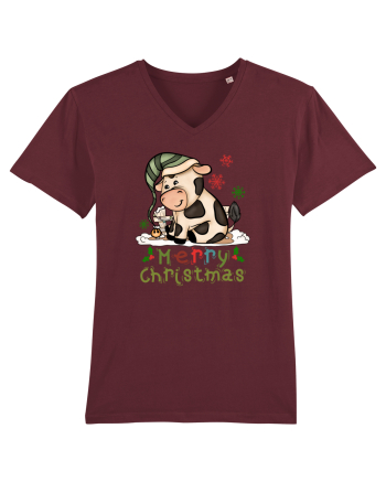 Vacă drăguță Merry Christmas HO HO HO Burgundy