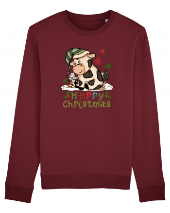 Vacă drăguță Merry Christmas HO HO HO Burgundy