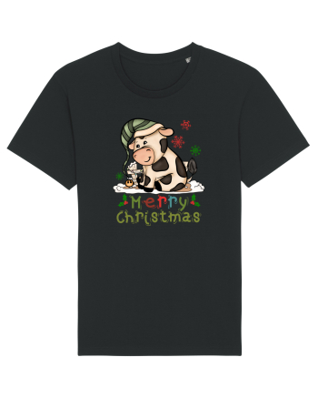 Vacă drăguță Merry Christmas HO HO HO Black