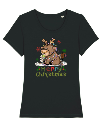 Vacă drăguță Merry Christmas Black