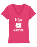 Coffee Hug Tricou mânecă scurtă guler V Damă Evoker