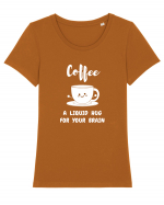 Coffee Hug Tricou mânecă scurtă guler larg fitted Damă Expresser