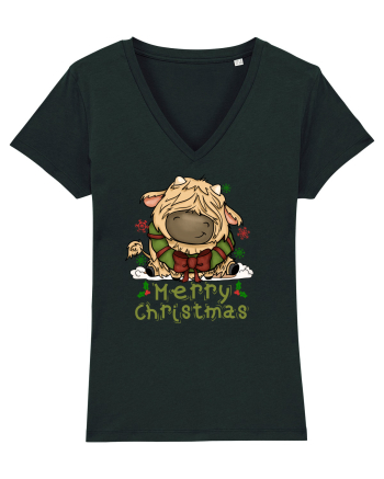 Vacă drăguță Merry Christmas HO HO HO Black