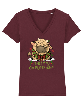 Vacă drăguță Merry Christmas HO HO HO Burgundy