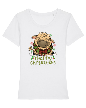 Vacă drăguță Merry Christmas HO HO HO White