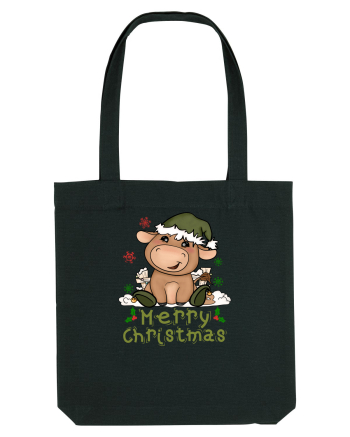 Vacă drăguță Merry Christmas HO HO HO Black