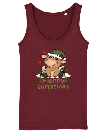 Vacă drăguță Merry Christmas HO HO HO Burgundy