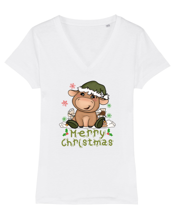 Vacă drăguță Merry Christmas HO HO HO White