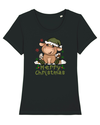 Vacă drăguță Merry Christmas HO HO HO Black