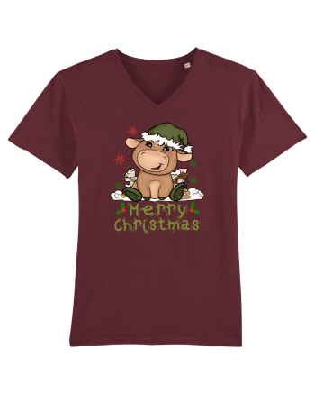 Vacă drăguță Merry Christmas HO HO HO Burgundy
